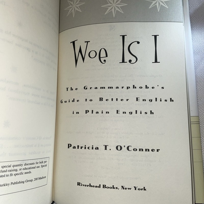 Woe Is I The Grammarphobe's Grammar Guide by Patricia O'Conner HCDJ 1996 gallery
