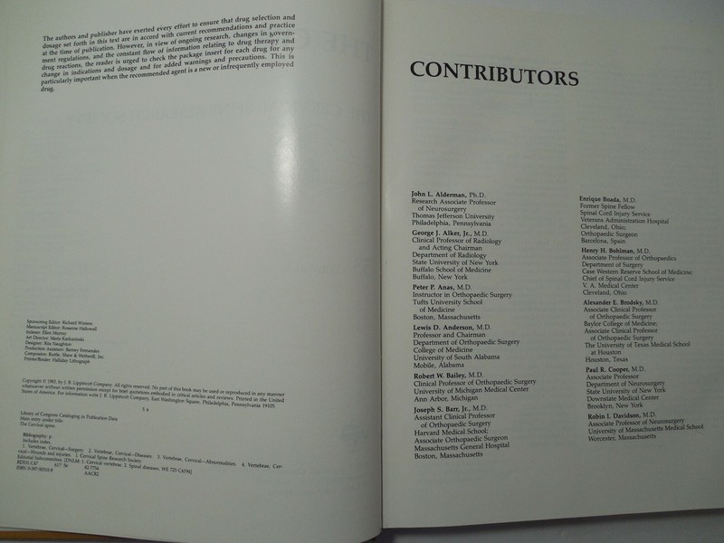 The Cervical Spine by The Cervical Spine Research Society, 1983, Like New gallery