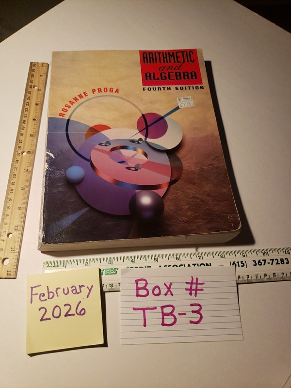 Arithmetic and Algebra by Rosanne Proga 1996 PB Book SOLD AS IS