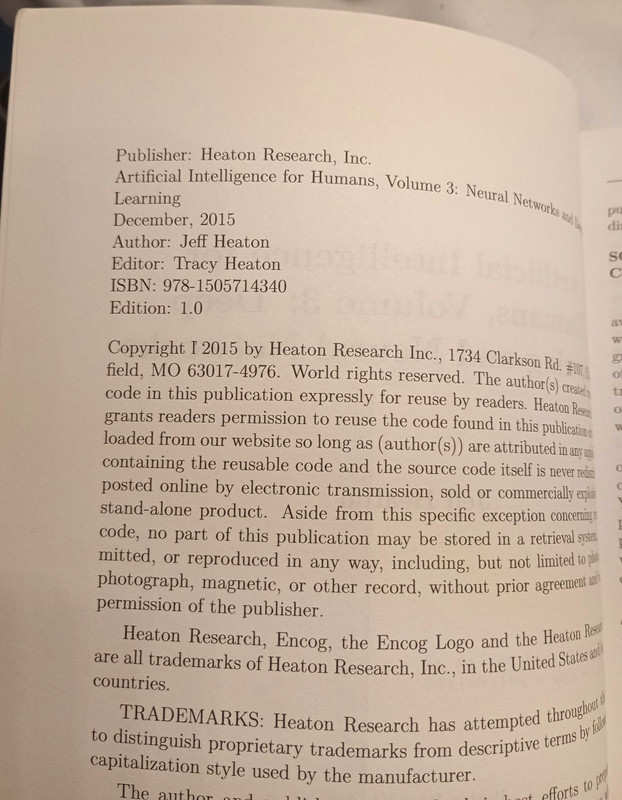 Artificial Intelligence for Humans Vol 3 Heaton SIGNED Deep Learning Neural Net gallery