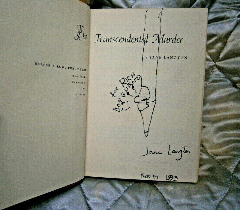 Unique signed Jane Langton 1st HB ed 1st book "The Transcendental Murder" gallery