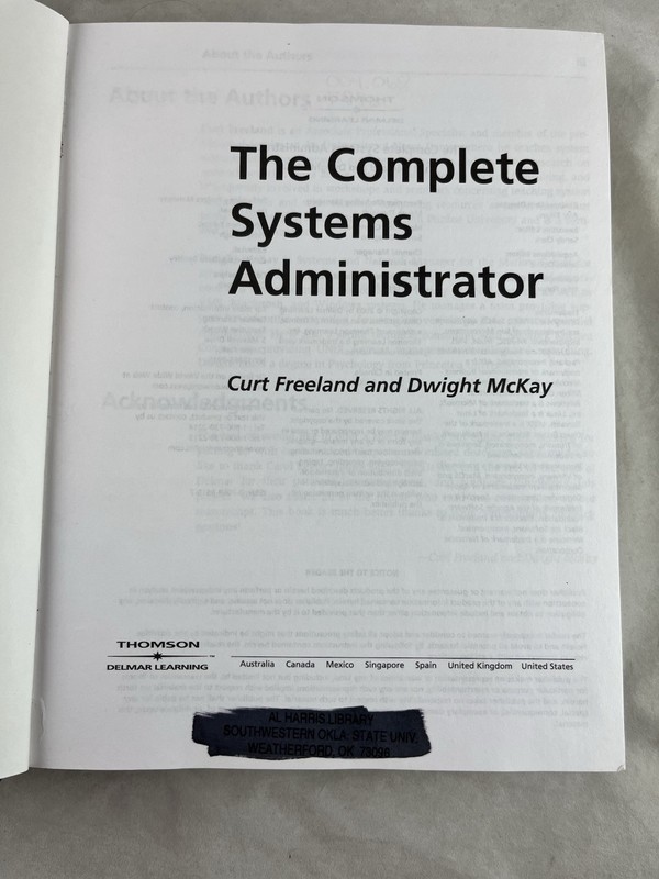 The Complete Systems Administrator Book HC Freeland McKay 1st Ed 2003 gallery
