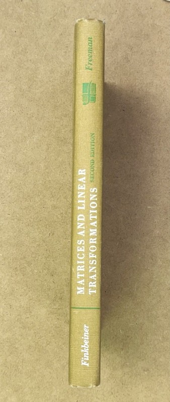 Vintage 1966 Intro to Matrices & Linear Transformations by Finkbeiner HC