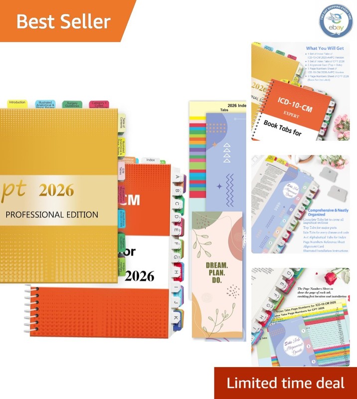 Comprehensive 2026 CPT & ICD-10-CM Index Tabs – Easy Application & Repositioning