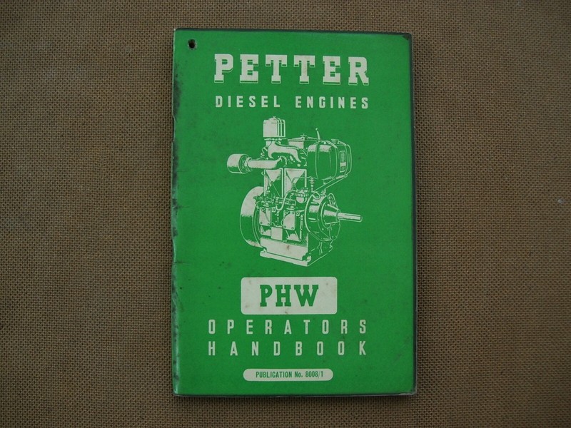 Petter Diesel Engines PHW Operators Handbook Fair Condition