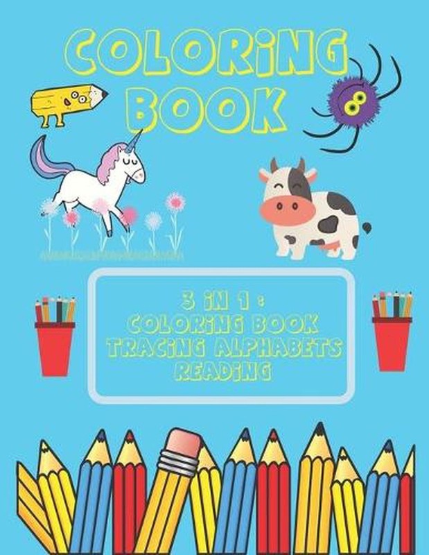 3 in 1 Coloring Book: Coloring Animals, Tracing Alphabets, Reading by Baza Shop8