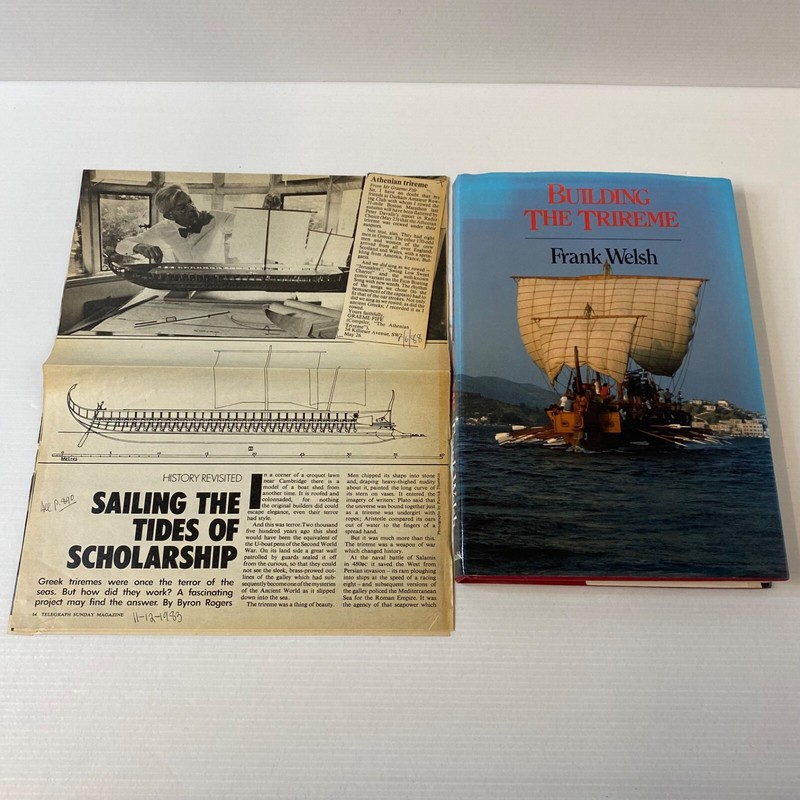 Building The Trireme by Frank Welsh 1988 1st Ed. Vintage Hardcover + Ephemera