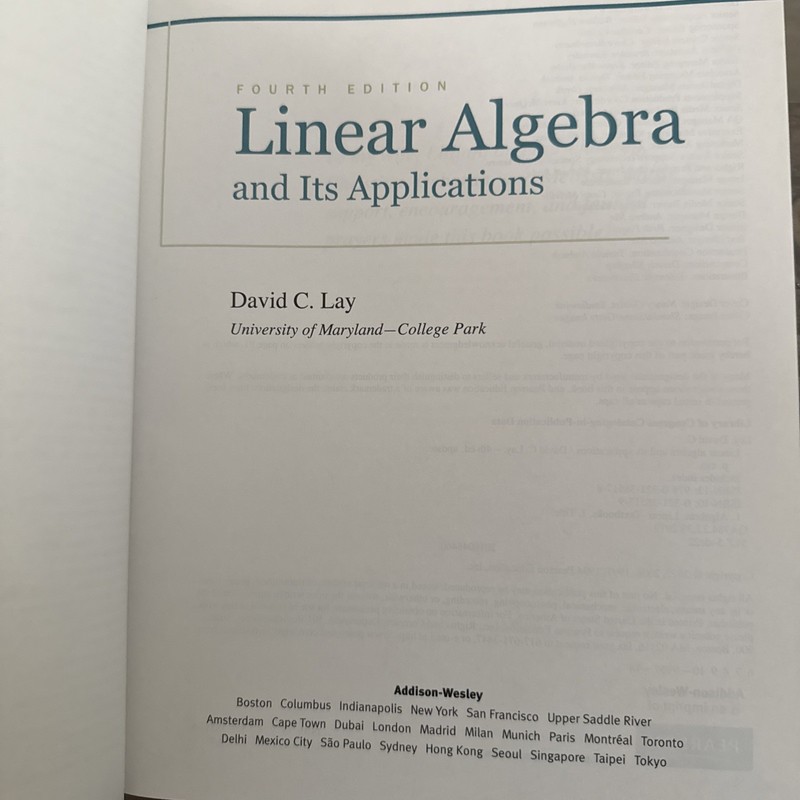 Linear Algebra And It’s Applications 4 Edition By David C Lay gallery