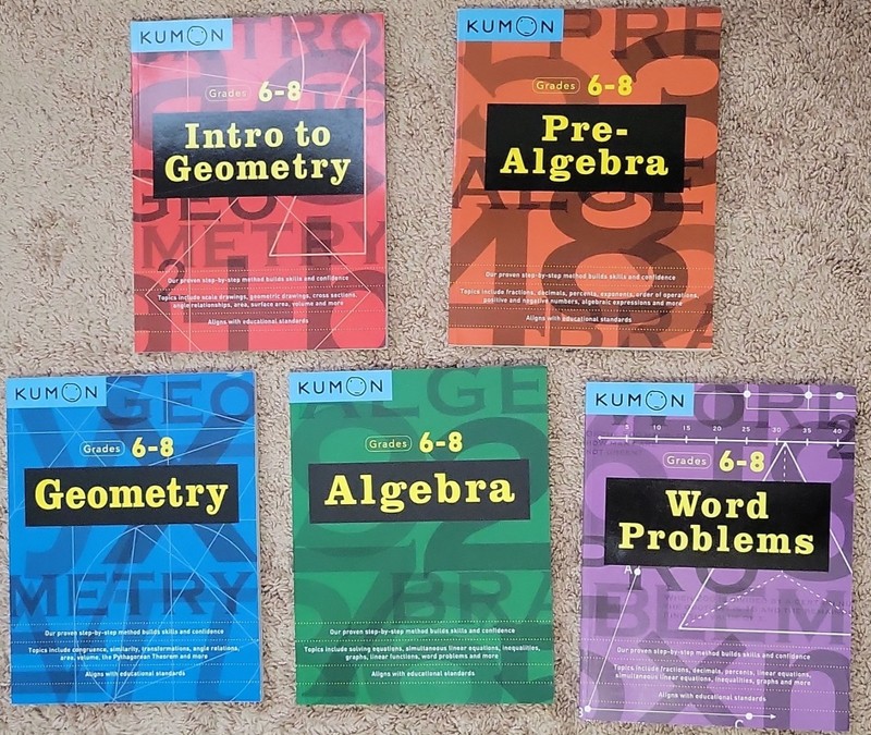 ​Kumon Math Workbooks Grds 6-8 Set (5 Books) – Algebra, Geometry, Word Probs etc