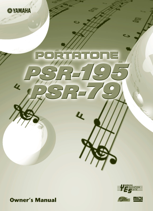 Yamaha PSR-195 PSR-79 Instruction Manual: 52 Pages & Protective Covers!