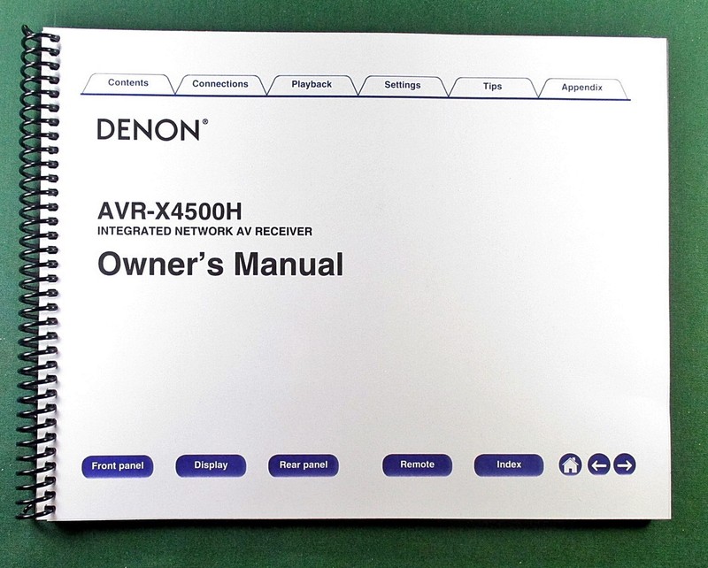 Denon AVR-X4500H Instruction Manual: Full Coolor 345 Pages & Protective Covers!