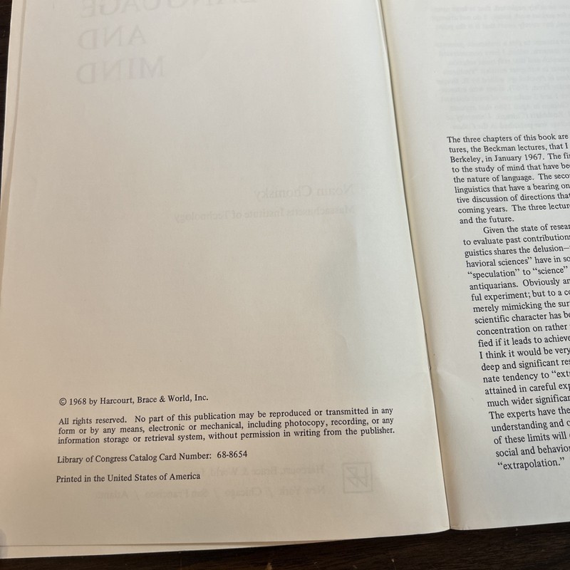 First Edition, Language and Mind, Seminal Work by Noam Chomsky, 1968 gallery