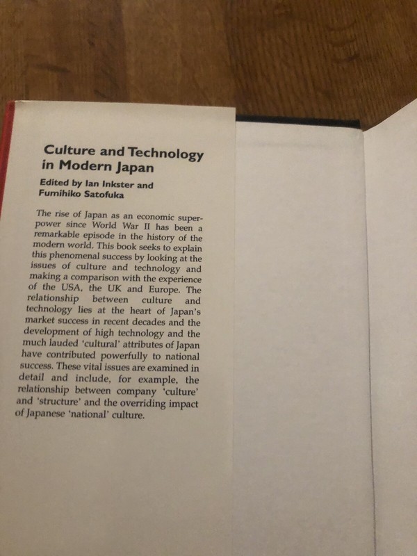 Culture and Technology in Modern Japan, Hardcover by Inkster, Ian (EDT); Sato... gallery