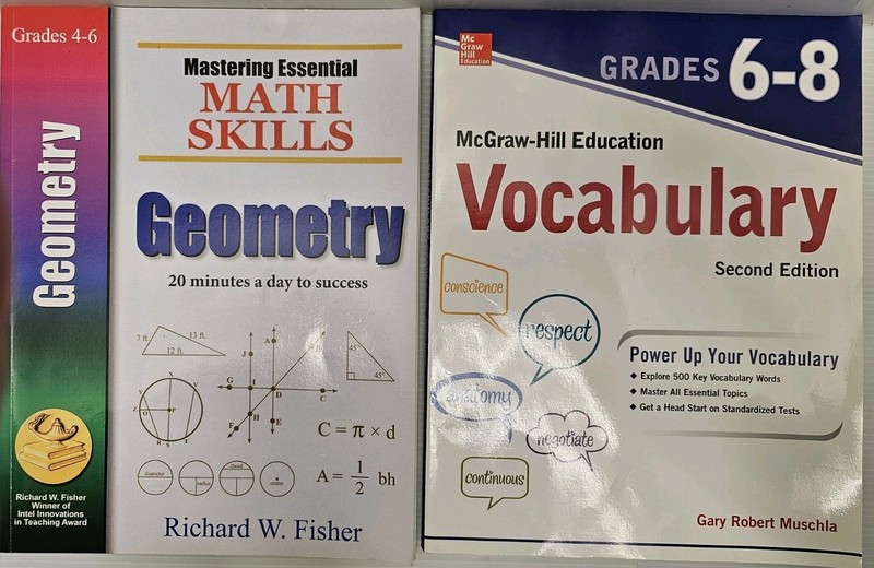 Homeschooling Books Grade 6 Math Skills & Grade 6-8 Vocabulary Books
