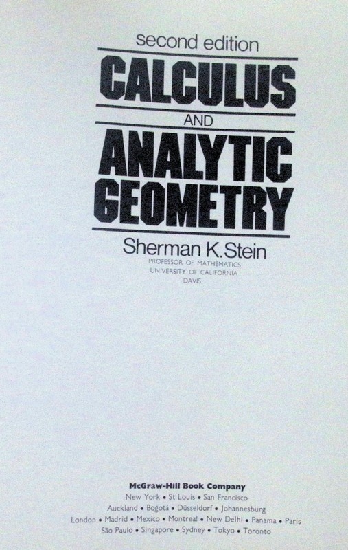 Calculus with Analytic Geometry Hardcover Sherman K. Stein G10E gallery