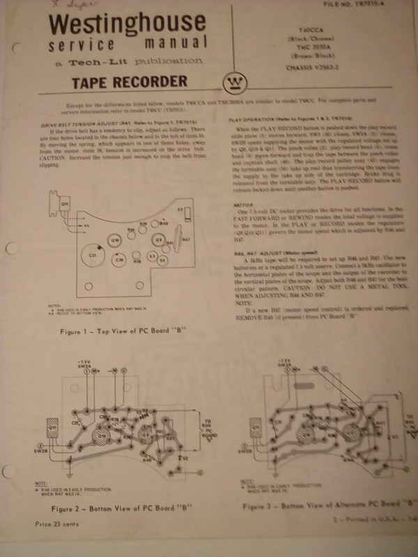 Westinghouse Service Manual Tape Recorder T40CCA, Tcm2030A Chas V2562