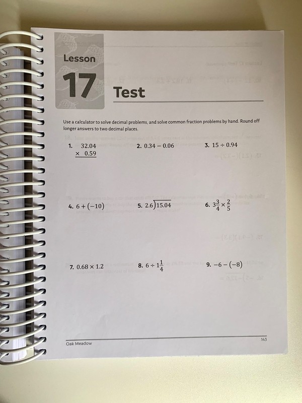 Oak Meadow 7th Grade Math Workbook (NEW) gallery