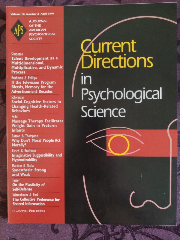 Current Directions in Psychological Science (Volume 10, Num. 1,2,3,&4) 2001 gallery