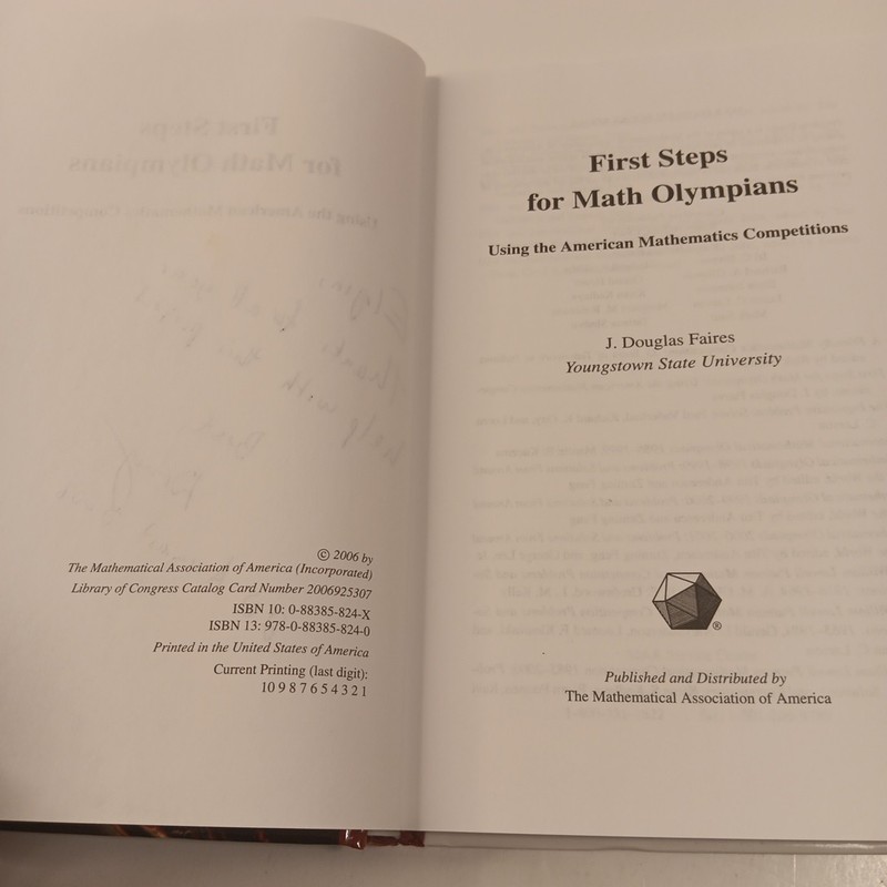 First Steps for Math Olympians by J. Douglas Faires HC (2006) SIGNED gallery