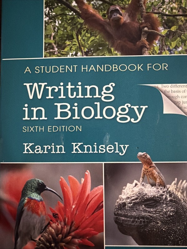 Student Handbook for Writing In Biology by Karin Knisely Sixth Edition Paperback