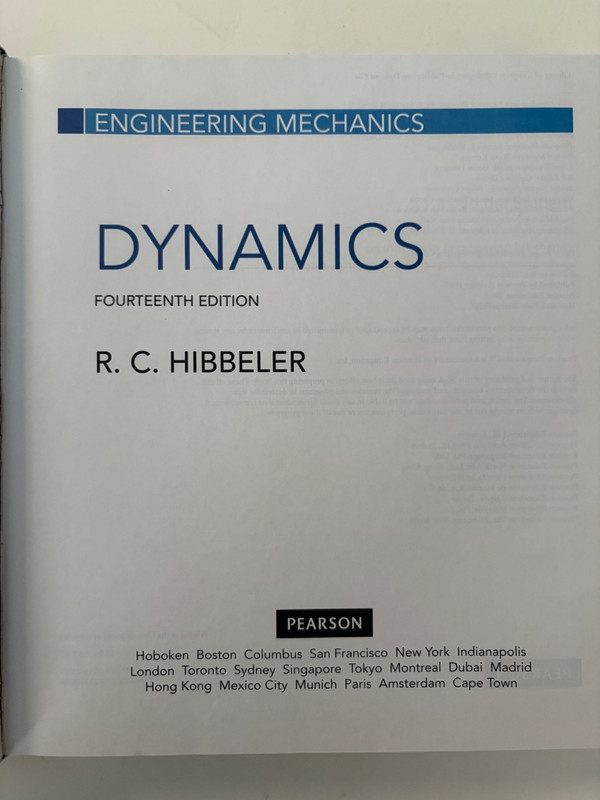 Engineering Mechanics: Dynamics 14th Fourteenth Ed. Hardcover by R.C. Hibbeler gallery