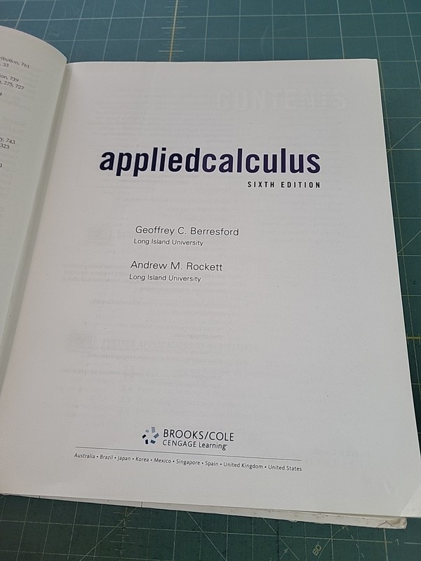 Applied Calculus Hc Sixth Ed. Geoffrey C. Berresford, Rockett, Andrew 2013 Book gallery