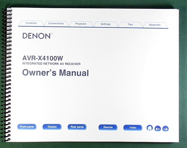 Denon AVR-X4100W Instruction Manual: Full Color 339 Pages & Protective Covers!