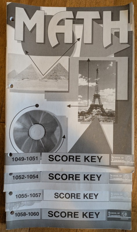 ACE Grade 5 Math PACE SCORE keys, 1049-1060, Like New, 4th Edition