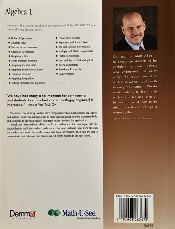 Math U See Algebra 1 Tests Book (Steve Demme, 2009, Paperback) gallery