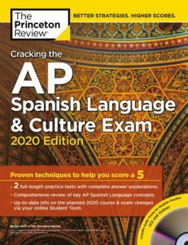 Cracking the AP Spanish Language & Culture Exam with Audio CD, 2020 Editi – GOOD