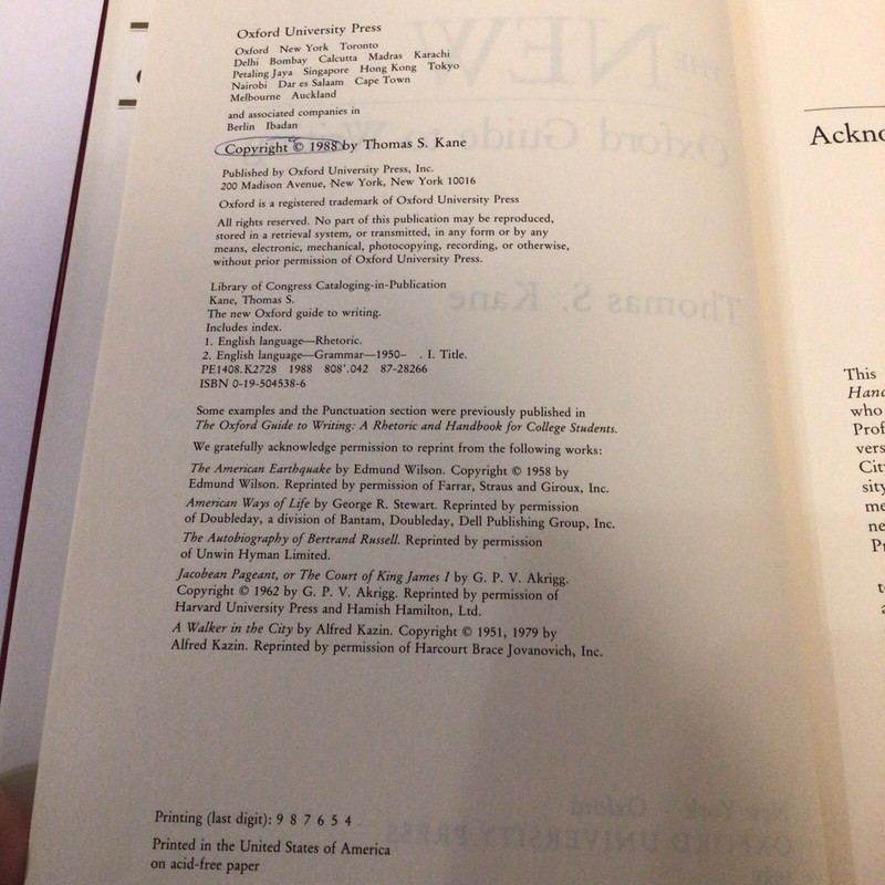 The New Oxford Guide to Writing Kane by Thomas S. (Hardcover, 1988) Dust J. READ gallery