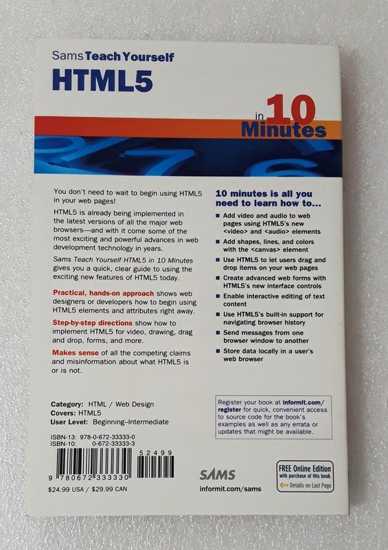 Sams Teach Yourself HTML5 In 10 Minutes by Steven Holzner - New - Free Shipping gallery