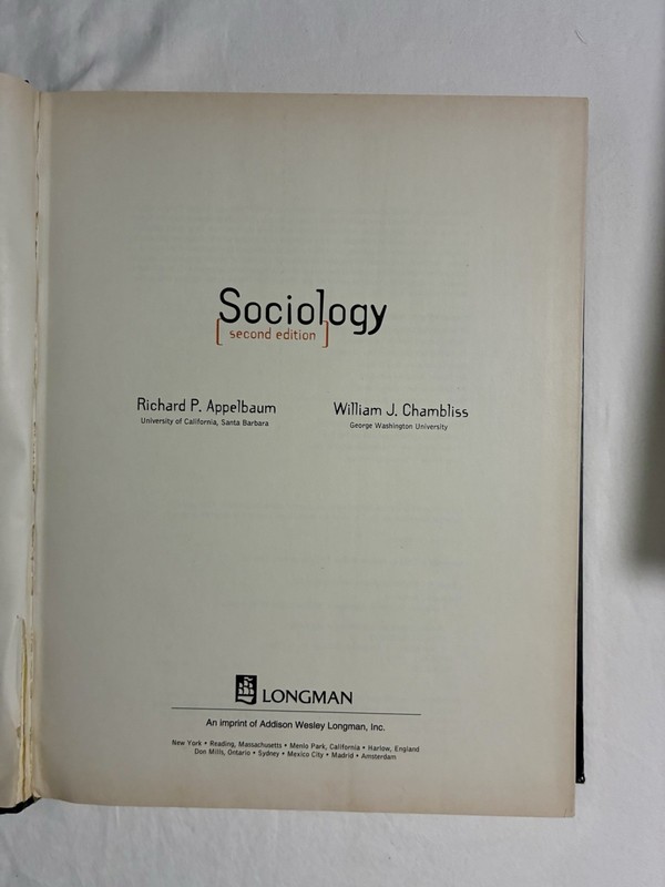 Sociology, 2nd Edition — Appelbaum & Chambliss (Hardcover, College Textbook) gallery