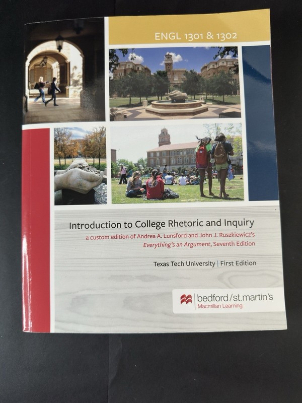 Introduction to College Rhetoric and Inquiry by Lunsford – TTU New First Edition