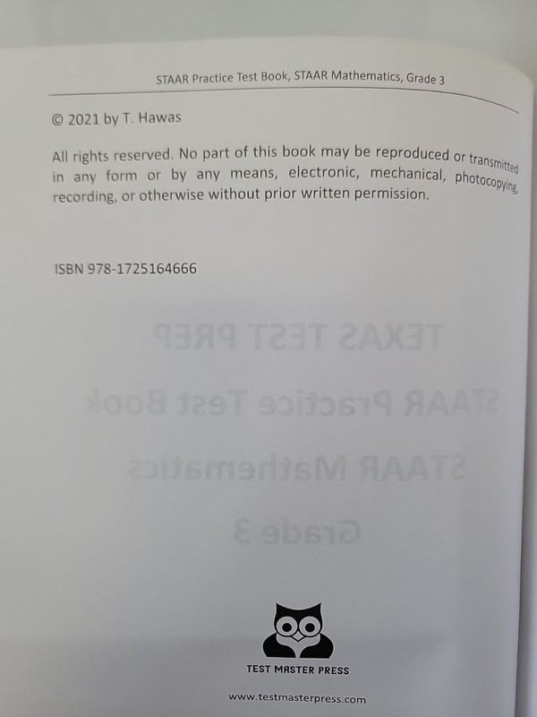 TEXAS TEST PREP STAAR Practice Test Book STAAR Mathematics Grade 3 gallery