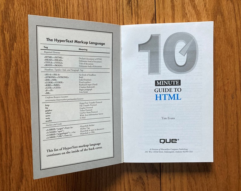 10 Minute Guide to HTML by Tim Evans LN VGC gallery