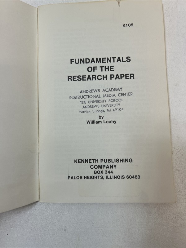 Fundamentals of the Research Paper - William Leahy (Pamphlet, 1983) Kenneth Pub. gallery