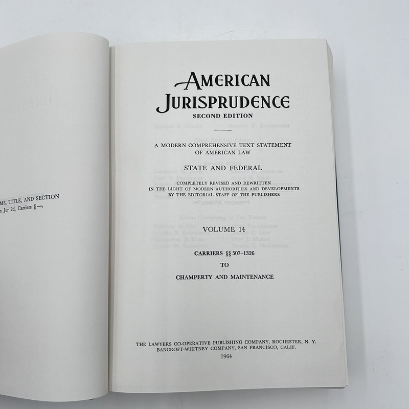 American Jurisprudence 2d State and Federal Vol 14 Carriers To Champerty Mainten gallery