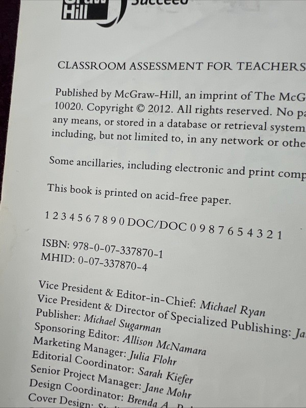 Classroom Assessment for Teachers by Raymond H. Witte (2011, Trade Paperback) gallery