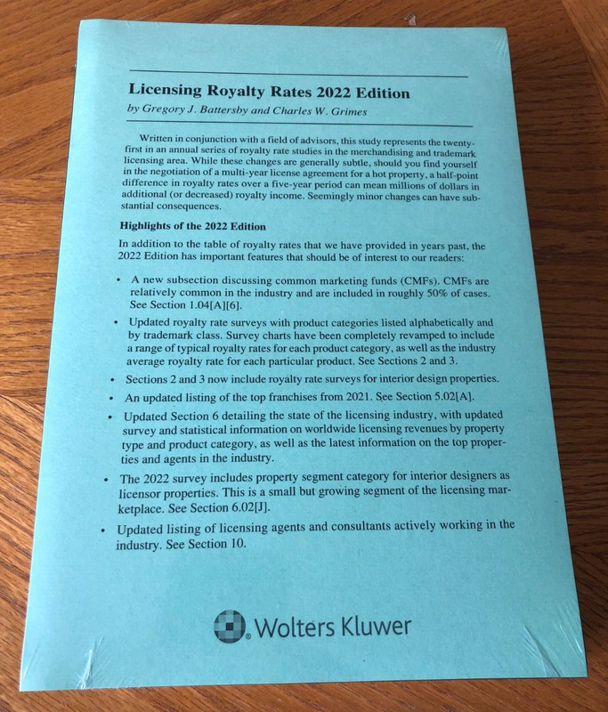 BATTERSBY & GRIMES “LICENSING ROYALTY RATES 2022 EDITION” SC NEW IN SHRINK WRAP