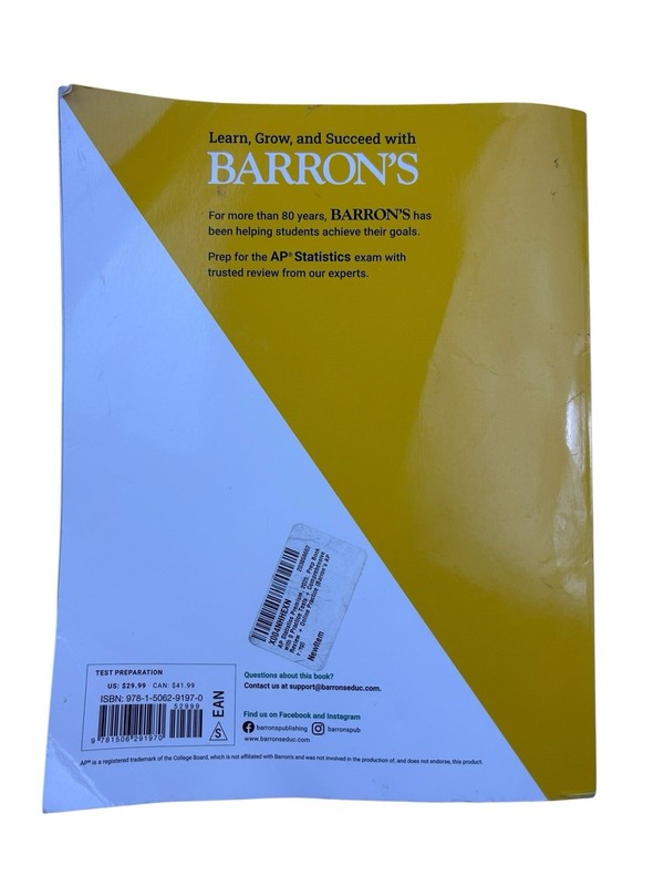 AP Statistics Premium, 2025: - Paperback, by Barron's Educational Series; - Good gallery