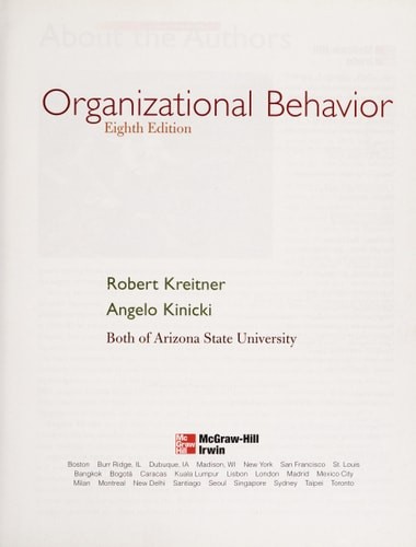 Organizational Behavior by Kreitner, Robert,Kinicki, Angelo, Good Book
