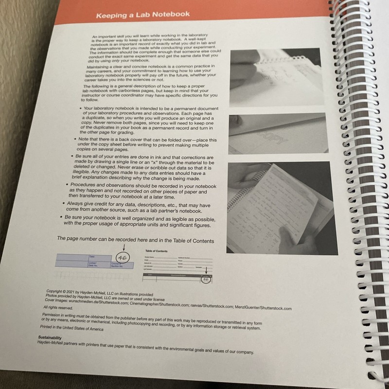 Hayden-McNeil Student Lab Notebook Chemistry 100 Duplicate Sets Spiral Bound gallery