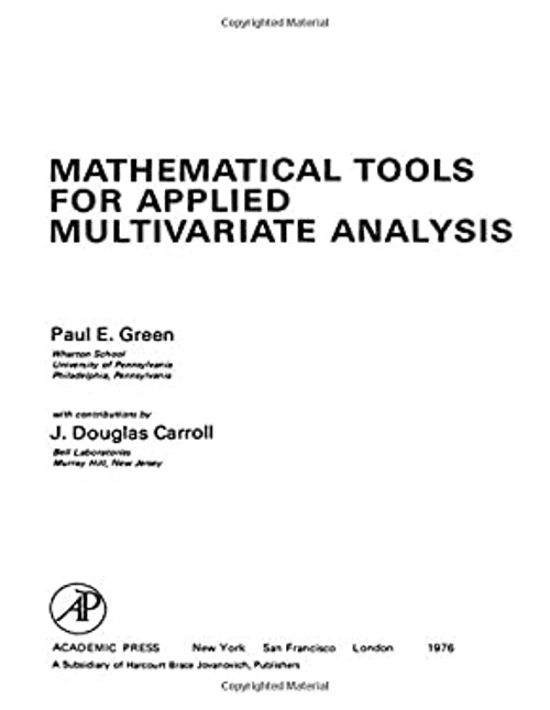 Mathematical Tools for Applied Multivariate Analysis Hardcover