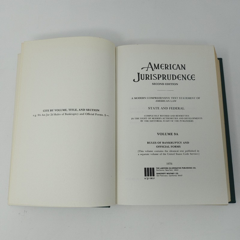 American Jurisprudence 2d State and Federal Vol 9A BANKRUPTCY OFFICIAL FORMS '76 gallery
