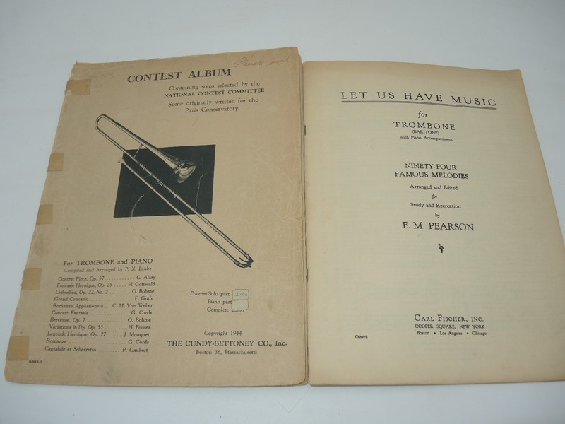 CB Co CONTEST ALBUM for Trombone Solos w Piano Accomp. 1944 + Let Us Have Music