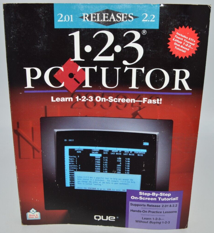 1-2-3 PC Tutor For Release 2.01 & 2.2 w/ 5 1/4 inch floppy