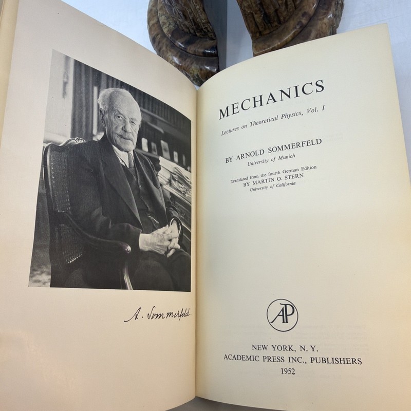 Sommerfeld Mechanics Theoretical Physics Vol 1 1952 HC Academic Press (AZ9) gallery