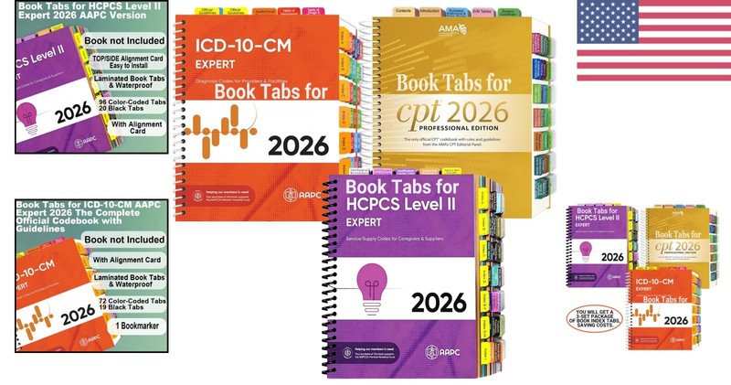 Durable Laminated PVC Medical Coding Tabs for 2026 CPT ICD-10 HCPCS Books gallery