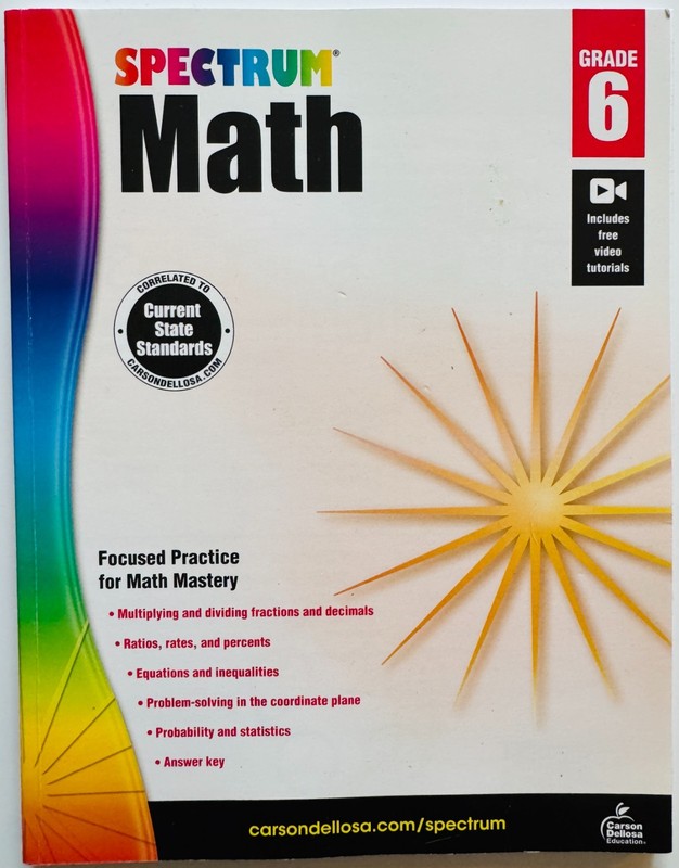 3 SPECTRUM WORKBOOKS / Math Grade 6 / Algebra Grades 6-8 / Math Grade 7 / NEW! gallery